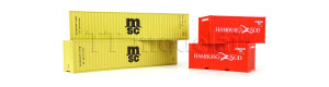 Set 4 kontejnerů MSC a Hamburg Süd, H0, DOPRODEJ, IGRA MODEL 98010037