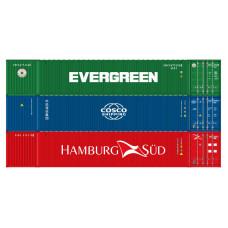 Set 3 kontejnerů Evergreen, HASU, Cosco, H0, IGRA MODEL 98010061