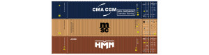 Set 3 kontejnerů CMA-CGM, MSC, HMM, H0, DOPRODEJ, IGRA MODEL 98010062