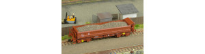 Náklad hrubého šedohnědého štěrku do vozu Fakks Busch, TT, DOPRODEJ, TT modelář Sterk001