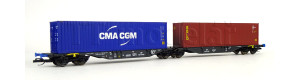 Kontejnerový vůz Sggmrss, PKP Cargo, ložený dvěma kontejnery, TT, VI. epocha, Tillig 18061