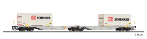 Kontejnerový vůz Sggmrs 747 s nákladem 2 kontejnerů, DB AG, VI. epocha, Tillig 18076