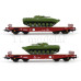 Set dvou plošinových vozů Rmms 3960 naložených tanky typu BMP-1 ,,NVA”, DR, IV. epocha, H0, Tillig 70058