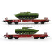 Set dvou plošinových vozů Rmms 3960 naložených tanky typu BMP-1 ,,NVA”, DR, IV. epocha, H0, Tillig 70058
