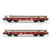 Set dvou plošinových vozů Rmms 662 s nákladem, DR, V. epocha, H0, Tillig 70059