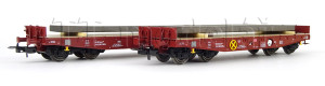 Set dvou plošinových vozů Rmms 662 s nákladem, DR, V. epocha, H0, Tillig 70059