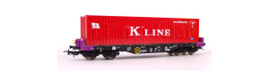 Plošinový vůz Sgmmns 4505, ERR, s kontejnerem K Line, VI. epocha, H0, DOPRODEJ, Tillig 76775