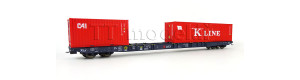 Kontejnerový vůz Sggnss-XLs AITX s 20' kontejnerem Cai a 40' kontejnerem "K"line, VI. epocha, H0, IGRA MODEL 96010086