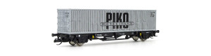 Plošinový vůz, DR, s kontejnerem PIKO, IV. epocha, TT, Piko 47726