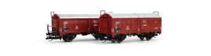 Set dvou nákladních vozů Kmmgks 58 s posuvnou střechou, DB, III. epocha, TT, Tillig 01032