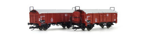 Set dvou nákladních vozů Kmmks 51 s posuvnou střechou, DB, III. epocha, TT, Tillig 01076