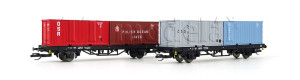 Set 2 kontejnerových vozů Lgkks 4444, DR, ložené 20‘ kontejnery, IV. epocha, TT, Tillig 01090