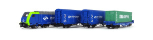 Základní sada TT s nákladním vlakem a motorovou lokomotivou TRAXX , PKP Cargo, VI. epocha, TT, Tillig 01400