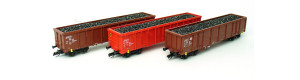 Set tří nákladních otevřených vozů ložených uhlím, DB AG, V. epocha, TT, DOPRODEJ, Tillig 01794