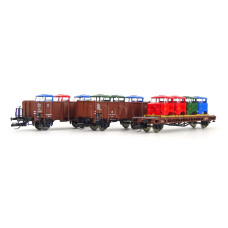 Set tří nákladních vozů ložených kabinami IFA W50, DR, III. epocha, TT, jednorázová série, Haedl 115513