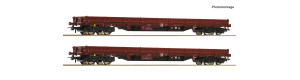 Set dvou plošinových vozů Res s klanicemi, ZSSK Cargo, VI. epocha, H0, Roco 6600186