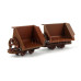 Dva úzkorozchodné výsypné vozy, zrezivělé, H0f, Busch 12215