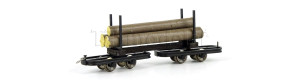 Úzkorozchodný podvozkový vůz s nákladem kmenů, H0f, Busch 12222