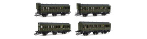 Set čtyř osobních 3osých vozů, DRG, II. epocha, TT, DOPRODEJ, Tillig 01815