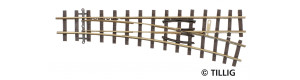 Úzkorozchodná výhybka pravá, úhel 18°, R 409 mm, délka 128 mm, H0e, Tillig 85637