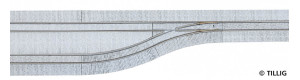 Odbočka s dlažbou, levá, tramvajové kolejivo Luna, H0, Tillig 87611