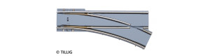 Výhybka jednoduchá pravá s asfaltem/betonem, R 250 mm, 25°, tramvajové kolejivo Luna, H0, Tillig 87589