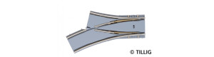 Oboustranná výhybka levá s asfaltem/betonem, R 204/250 mm, tramvajové kolejivo Luna, H0, Tillig 87644