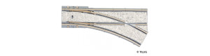 Výhybka jednoduchá pravá s dlažbou, R 204 mm, 25°, tramvajové kolejivo Luna, TT/H0m, Tillig 87098
