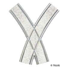 Oblouková křižovatka symetrická s dlažbou, tramvajové kolejivo Luna, TT/H0m, Tillig 87153