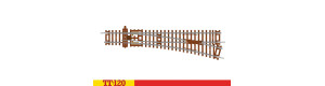 Jednoduchá výhybka pravá, 166 mm, 631 mm/15°, TT, Hornby TT8009