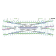 Dvojitá křižovatková výhybka DKW20, délka 128,7 mm, poloměr 365 mm, 20 stupňů, TT, Roco 4080800