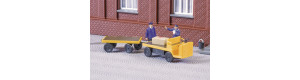 Vozík akumulátorový, ještěrka, s plošinou a přívěsem, TT, Auhagen 43659
