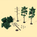 Kmeny borovic s materiálem na znázornění jehličí, 12 kusů, Auhagen 71941