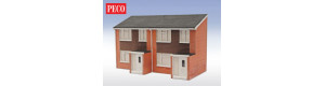 Průčelí dvojdomku s verandami ze 60. let 20. století, H0, Peco LK-212