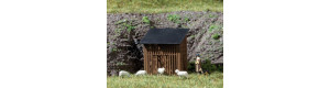 Dřevěný přístřešek z latí, 2 kusy, H0/TT, Auhagen 42636
