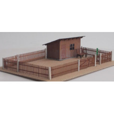Zahrádka s kůlnou, lavičkou, studnou a plotem, TT, KB Model 4204