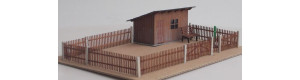 Zahrádka s kůlnou, lavičkou, studnou a plotem, TT, KB Model 4204