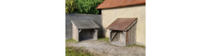 Stavebnice dvou kůlen ke stěně, TT, Model Scene 91514