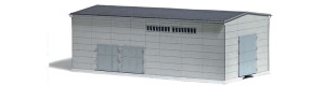 Betonová hala z prefabrikátů, s přípravou pro kolejové napojení, TT, Busch 8763