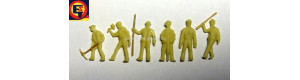 Figurky nebarvené pracujíci, 6 kusů, H0, DOPRODEJ, ES Pečky 29504