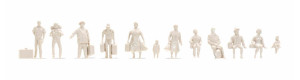 Figurky cestujících, 1:100, nebarvené, řada pro architekty, Noch 16001