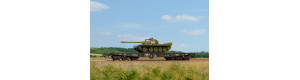 Stavebnice plošinového vozu Sammp 10 s tankem T-54/55, ČSD, IV. epocha, TT, SDV 12092