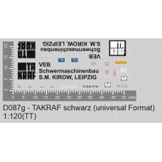 Obtiskový aršík TAKRAF schwarz, TT, Štěpnička D087g