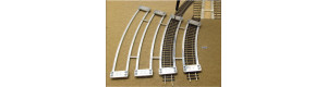 Šablony pro pokládání kolejí, obloukové, pro koleje H0 PIKO flexi, poloměry 360–545,6 mm, 4 kusy, H0, KaModel H0/P/SET
